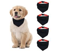 HACRAHO Blank Dog Bandana, 4 PCS Black Pet Bandana Collar with Quickly Release Buckle Adjustable Sublimation Dog Bandana with Removable Red Collar for Small Dogs and Cats, Black L