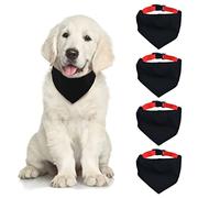 HACRAHO Blank Dog Bandana, 4 PCS Black Pet Bandana Collar with Quickly Release Buckle Adjustable Sublimation Dog Bandana with Removable Red Collar for Small Medium Dogs and Cats, Black M