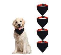 HACRAHO Blank Dog Bandana Collar, 4 Pieces Adjustable Black Triangle Dog Bandana Collar Removable Pet Bandana Collar with Quickly Release Buckle DIY for Dogs and Pets, XL