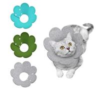 HACRAHO Cat Recovery Collar, 3 PCS Adjustable Flower Cat Cone Collar Soft Pet Cone Recovery Collar with Sun Flower Shape for Cats Kitten Puppies, Blue-Green, Olive Green and Gray