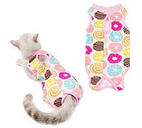HACRAHO Cat Recovery Suit, 1 PCS Donut Pattern Thin Cotton Cat Recovery Suit and Breathable Cat Surgery Protective Shirt After Recovery Surgery for Small Cats and Puppies, Chest Girth 11.41"