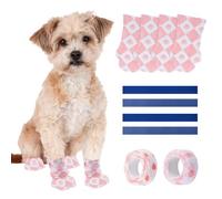 HACRAHO Disposable Dog Booties for Dog Cats,24 PCS Pet Booties Waterproof and Breathable with Adjustable Bandage Unstoppable Paw Protectors for Dogs Cats Pink(S)