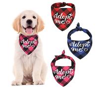 HACRAHO Dog Bandanas, 3 PCS Adopt Me Plaid Dog Bandana Adjustable Dog Bibs Scarf for Small Medium Dogs and Cats, M