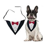 HACRAHO Dog Tuxedo Collar, 1 Piece Formal Dog Tuxedo Bandana Collar with Bowtie Adjustable Pet Tuxedo Neckerchief for Wedding Party for Pets Dogs Cats, Red
