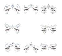 HACRAHO Face Gems Glitter,8 PCS Mermaid Face Jewels Temporary Tattoo Stickers Acrylic Crystal Glitter Stickers Waterproof Eye Gems Stick On Rainbow Tears Rhinestone for Party, Rave Festival(AB Drill)