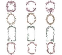 HACRAHO Frame Scrapbook Paper, 240 Sheets Hollow Vintage Floral Frame Decorative Paper Lace Frame Paper Scrapbooking Junk Journal Crafts DIY Crafts Album