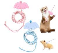 HACRAHO Handmade Figure 8 Harness and Leash Set,2PCS Angel Wing Lead | Blue & Pink 1.4m Adjustable Rope Figure-8 Escape-Proof Design Removable Angel Wing Clip,Bell Safe Outdoor Gear for Hamster