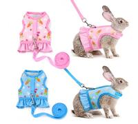 HACRAHO Rabbit Harness and Leash Set,2PCS Pink Blue Escape-Proof Vest,L