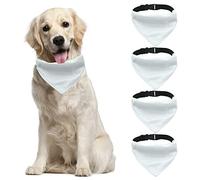 HACRAHO Sublimation Blank Dog Bandana, 4 PCS Solid White DIY Dog Bandanas with Adjustable Buckle Polyester Pet Triangle Scarfs Kerchief for Large Dogs, XL