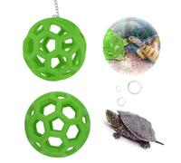 HACRAHO Turtle Feeder Ball with Chain, 2 PCS Hanging Turtle Food Feeder Ball Turtles Toy for Habitat Feed pets teething toys Turtle Habitat Hanging Feeding Grass Ball Turtle Tank Accessories