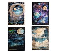 HACRAHO Vintage Scrapbook Paper, 120 Sheets Starry Night ThemeScrapbook Paper Scrapbooking Paper for Writing Drawing Travel Journal DIY Art Craft