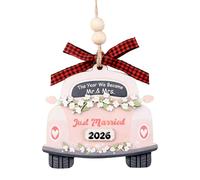 HACRAHO Wedding Gifts for Couples 2026，Bride Future Mr and Mrs Bridal Shower Bride Gift for Married Newlywed Wood First Christmas Married Ornament 2026(Pink)
