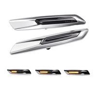 Hacreyatu 1 Pair Turn Signal Light Dynamic Side Indicator Flowing Side Marker Repeater Smoke For B-MW 1 3 5 Series E90 E91 E92 F30 E93 E46 E60 E61 (Silver-1)