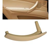 Hacreyatu Leather Inner Door Handle Passenger Side Right/Left Door Armrest Bracket for BMW X5 E70 2007-2013 X6 E71 E72 2008-2014 (Left, Beige)