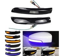Hacreyatu Smoked Lens Dynamic Sequential Blink LED Side Mirror Turn Signal Light Assembly Compatible With F-ord Kuga Escape EcoSport 2013-2018 (Blue+Yellow)
