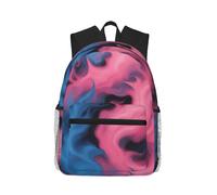 HACXZ Blue and Pink Fire Fashionable colorful Hand Drawn Feathers On White Print Canvas Backpack - Lightweight Daypack for College, Travel, and Outdoor Activities