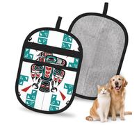 HACXZ Native American Thunderbird Totem Pet Hair Removal Glove For Dogs Cats 9.5"X6.7", Reusable Pet Hair Remover Tool For Couch Bed Carpet Car Seat