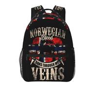 HACXZ Norwegian Blood Runs Through My Veins Skull Flag Backpack Lightweight Casual Travel Daypack with Multi-Pocket Storage Laptop Backpack Design for Work and Outdoor Use