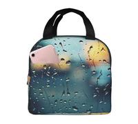 HACXZ Rain Drops On Glass Reusable Lunch Bagâ“Insulated Food Container,Perfect for Work and Outdoor Activities.