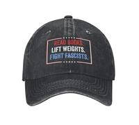 HACXZ Read Books Lift Weights Fight Fascists hat Resist-47 Washed Denim Cap