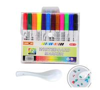 HADAVAKA 12-Color Magical Water Floating Pens, Doodle Water Floating Marker Pens, A Watercolor Pens That Can Float In The Water, With 1 Ceramic Spoons, Improve Drawing and Imagination
