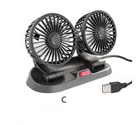 HADAVAKA 2022 Single Double Cooling Car Fan for Dashboard 5V/12V/24V, 360 Degree Rotatable Telescopic Double Head Fan, 2 Gears Adjustable Quiet Strong Dashboard Fans (C USB)