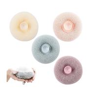 HADAVAKA 4PCS Cute Suction Cup Scrub Artifact, Exfoliating Bath Sponge, Nylon Body Cleanser with Suction Cup, Net Style, Pink
