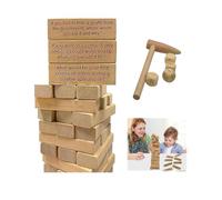 HADAVAKA 54PCS Ice Breaker Questions Tumbling Tower, Travel Size, Funny Blocks Stacking Game, Classic Indoor And Outdoor Family Game