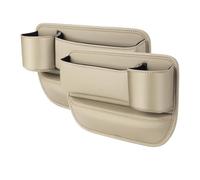 HADAVAKA Car Gap Filler Organizer, Adjustable Car Seat Storage Box, with Cup Holder & Data Cable Hole, Organizer For Cards Keys, for Between Seats Accessories Boxes (Main+Copilot,Beige)
