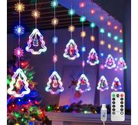 HADAVAKA Christmas Window Led Lights, Curtain Fairy Lights, with Remote Control, USB Powered, 8 Lighting Modes, Suitable for Xmas Party Bedroom Window Wall Decoration (Colour,Xmas Tree+Snow)