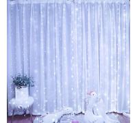 HADAVAKA Curtain Light Indoor Outdoor, LED Waterfall String Light With Hooks, 8 Modes Remote Control Fairy Light, USB Window Light, For Indoor Outdoor Bedroom Gazebo Party (Cool White,3 * 1M)