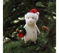 HADAVAKA Halloween Mouse with A Pumpkin, Handmade Felt Mouse Halloween Decorations Mouse, Halloween Broom Pumpkin Gifts, Handmade Gift, DIY Needle Felting Kit Cute Christmas Mouse Birthday Mouse (D)