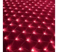 HADAVAKA Large Net Fairy String Lights, LED Fishing Net Light, with 8 Light Modes, for Bushe Fence Wall/Garden/Xmas Tree/Balcony (Red,2 * 2M)