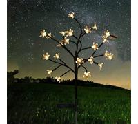 HADAVAKA Outdoor Waterproof Cherry Blossom Multicolor Solar Garden Lights, Multicolor Garden Decorative Waterproof Lights with Solar Charge Pane, for Lawn, Patio, Pathway (Warm,Sakura)
