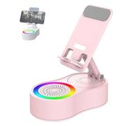 HADAVAKA Sonicdrop Dock, Bluetooth Speaker Stand, Foldable Angle Phone Charger Stand, Mini Portable Ambient Light Stereo, with 360 Degree Rotation & RGB Colors Lights for All Smart Phone (Pink)