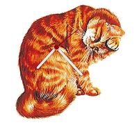 Haddington Green Equestrian Art Ginger Tabby Cat Cleaning Shaped Clock