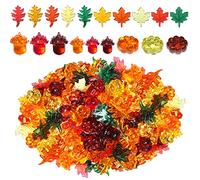 HADDIY Fall Vase Filler,165 Pcs Acrylic Pumpkin Leaves Acorn Gems Sensory Bin Fillers for Thanksgiving Centerpieces Table Decorations,Table Scatters,Preschool Counting and Thanksgiving Craft