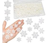 HADDIY Small Snowflakes for Craft,60 Pcs White Glitter Plastic Mini Snowflake for Christmas Embellishments and Winter Party DIY Craft Decoration-3 Different Size