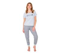haddow GROUP Leopard Dream Pyjama Set Women Nightwear/PJ/Lounge (S = UK 8-10) Grey