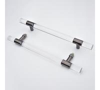 HADECOLL Acrylic Clear Crystal Finish Barn Door Handle Long Commercial Sheds Gates Push Pull Bar Wood/Glass Door Pull Handles Double Sided Install Black 80X60Cm/31.5"X23.6",Black-60X40Cm/23.6