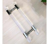 HADECOLL Acrylic Clear Crystal Finish Barn Door Handle Long Commercial Sheds Gates Push Pull Bar Wood/Glass Door Pull Handles Double Sided Install Black 80X60Cm/31.5"X23.6",Silver-80X60Cm/31.5