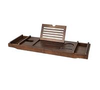 HADECOLL Bathtub Caddy Tray, Bamboo Adjustable Bath Organizer, Extendable Waterproof Bath Tub Storage Shelf Spa Tray For Tablet Book Wine Glass, 7 Colors,Light Brown