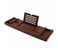 HADECOLL Bathtub Caddy Tray, Bamboo Adjustable Bath Organizer, Extendable Waterproof Bath Tub Storage Shelf Spa Tray For Tablet Book Wine Glass, 7 Colors,Brown