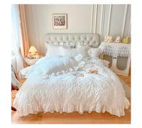 HADECOLL Bed, All Cotton Bedding 4PCs Solid Princess Style Girl Heart Quilt Cover Sheet Cotton Bedding Supplies, Queen, MM-102,One Color-Queen