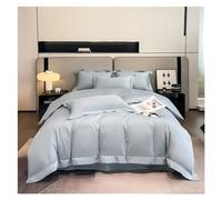 HADECOLL Bed, Premium Blue Quality 1000TC Egyptian Cotton Solid Plain Duvet Cover Set King 4Pcs Bedding Set Flat Sheet 2Pillow Shams,A-Queen size 1.8M Bed 4pcs