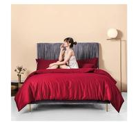 HADECOLL Bed, Red Solid Color Duvet Cover Set 400TC Egyptian Cotton Long Staple Bedding Set Breathable Silky Soft Premium Bed Linen Family Size, Gray, MM-102,Red-Queen size 4 pcs