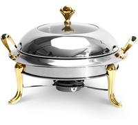 HADECOLL Chafing Dish Buffet Round Chafing Dish Buffet Set,Stainless Steel Chafers And Buffet Warmers,Food Warming Tray For Parties, Dinners And Catering For Parties, Events, Wedding, Campi,Gold-24Cm