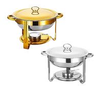 HADECOLL Chafing Dish Buffet Set The Heater With 4.5L Circular Water Tray And A Covered Food Tray Is Durable And Easy To Clean For Diningpartiesweddingsbanquets,Gold+Metal,Size_Name-Gold+Silver