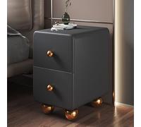 HADECOLL Compact Nightstand With Drawers Slim Side Shelf Leather-Wrapped Cabinets Stainless Steel Ball Feet Ideal For Small Spaces Modern Home Decor Versatile Storage Solutions,Nero-48 * 40 * 52Cm