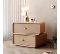 HADECOLL Double Layer Nightstand With Silent Sliding Drawers 360° Rotating Top Technical Leather Finish Modern Design 50 X 48 X 48 Cm Perfect For Bedroom Storage,Marron-17.7 * 15.7 * 18.9In